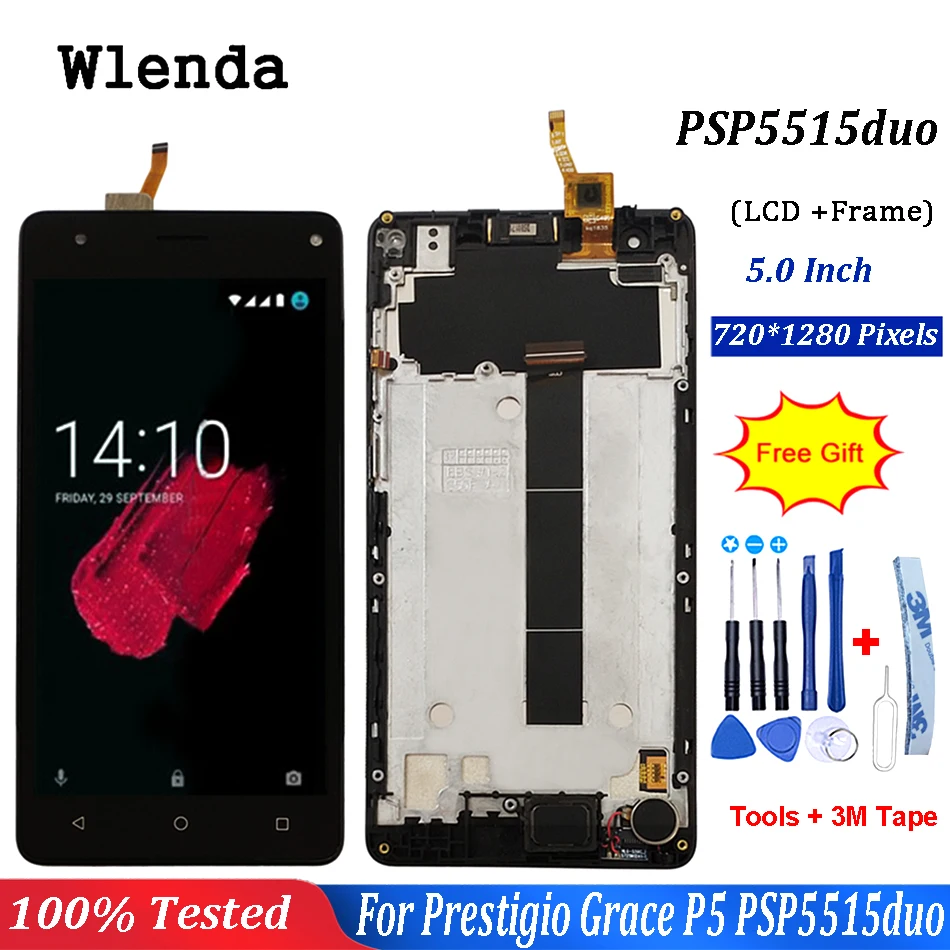 

For Prestigio Grace P5 PSP5515duo psp5515 LCD +Touch Screen Panel Assembly With frame Replacement Screen PSP 5515 Phone +tools