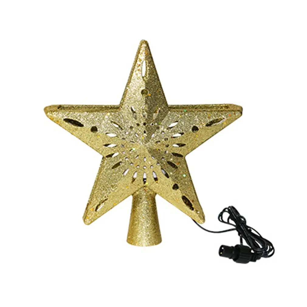 

Christmas Tree Toppers Light with Snowflake Projector 2-in-1 Five-Point Star LED Lights Night Light for Christmas