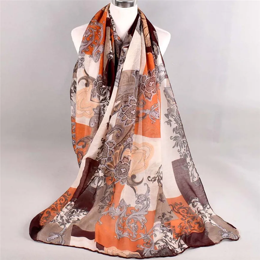Модный женский шарф с цветочным принтом мягкие женские длинные многоцелевые