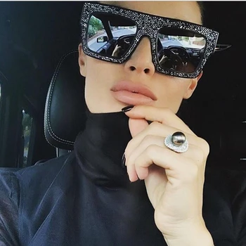

Luxury rhinestones cool driving sunglasses women 2020 new fashion square big box men women general glasses