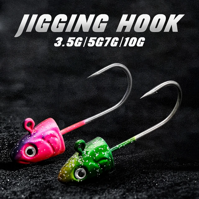 JOHNCOO 5pcs Jig Head Soft Lure Hook 3.5g 5g 7g 10g 3D Eye Jig Head