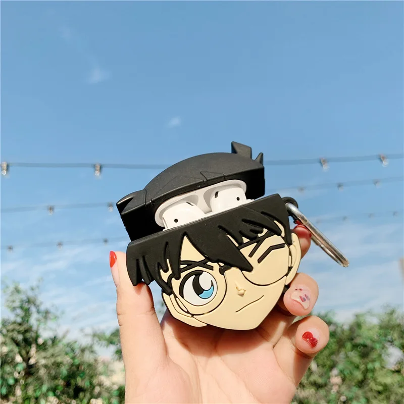 3D Аниме Detective Conan чехол для AirPods милый силиконовый Bluetooth защитный наушников Apple Airpods