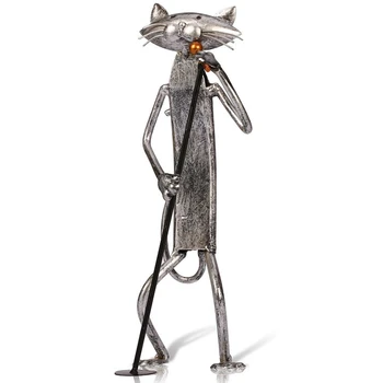

Metal Figurine A Playing Guitar Saxophone Singing Cat Figurine Furnishing Articles Craft Gift for Home Decoration