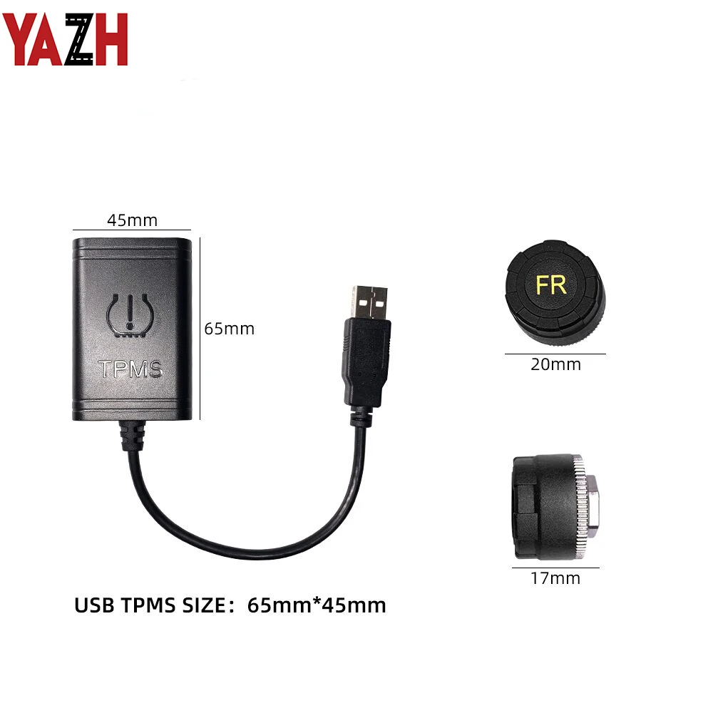 YAZH USB Android TPMS система контроля давления в шинах Дисплей Сигнализация 5 в Android навигация автомобильное радио с 4 датчиками