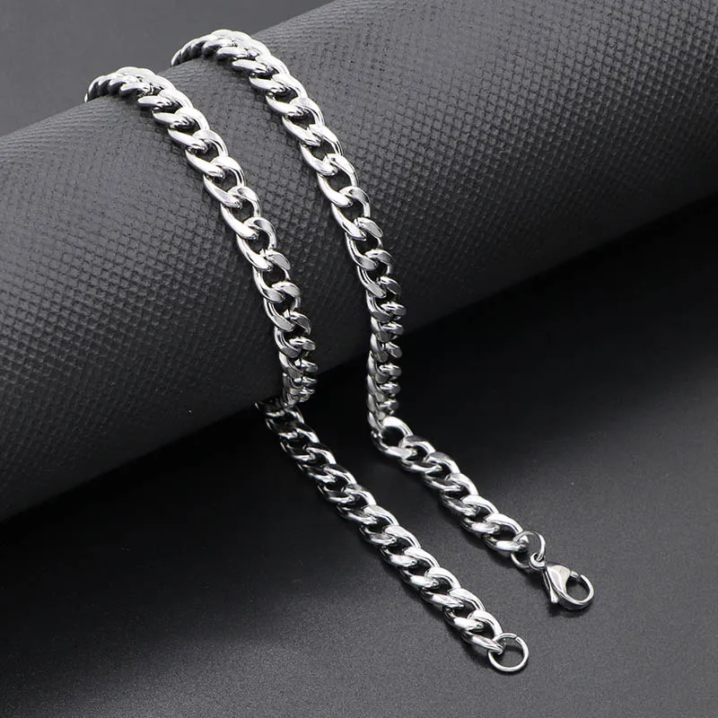 Stainless Steel Necklace for Men Women Curb Cuban Link Chain Jewelry Gifts