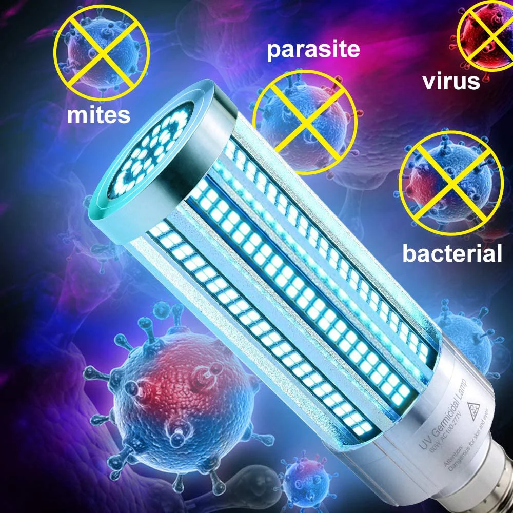 

60W UV Germicidal Lamp UVC Ultraviolet Sterilizer Lamps Led Disinfectant Corn Light Bulb Household Disinfection Sterilization