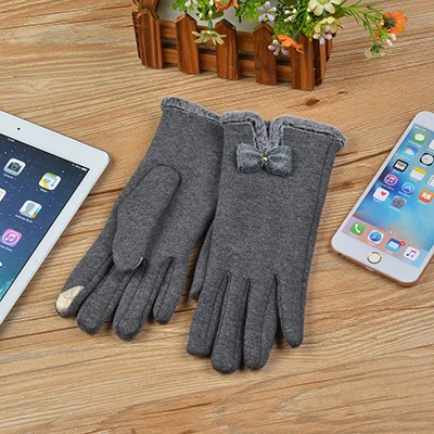 BEFORW классические элегантные женские модные зимние теплые уличные перчатки с нескользящей подкладкой перчатки с сенсорным экраном - Цвет: Серый