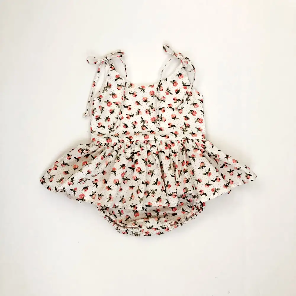 Toddler Kids Baby Girl Clothes Cotton Sleeveless Sling Floral One-Piece Twins Sister Bodysuit Dress Fashion Infant Outfits - Цвет: Romper B 6 12M