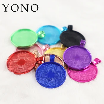 

YONO 5/10pcs 25mm Mix Pendant Cabochon Base Blank Setting Tray Base DIY Necklace Manual Supplies for jewelry Making Findings