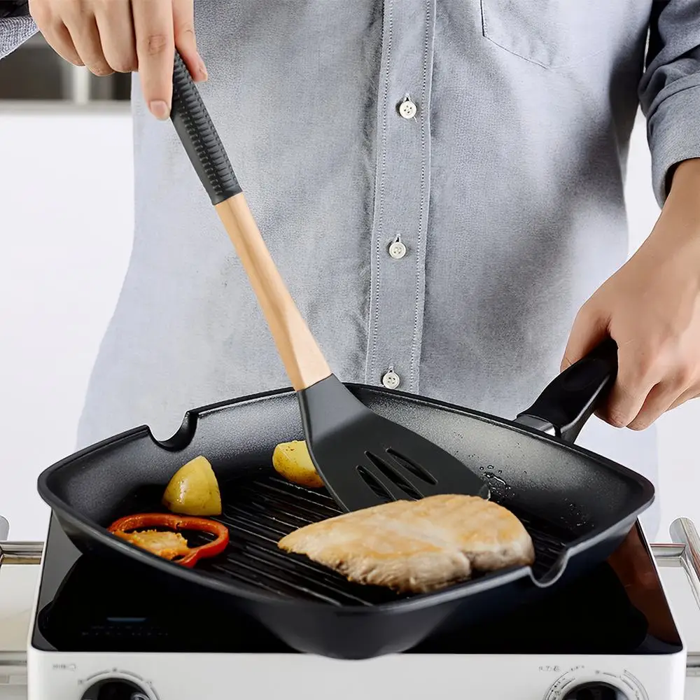 

Hot New 11Pcs Kitchen Utensils Set Silicone Non-stick Cooking Utensils Set with S Shaped Hook Wooden Handle kitchen cooking uten