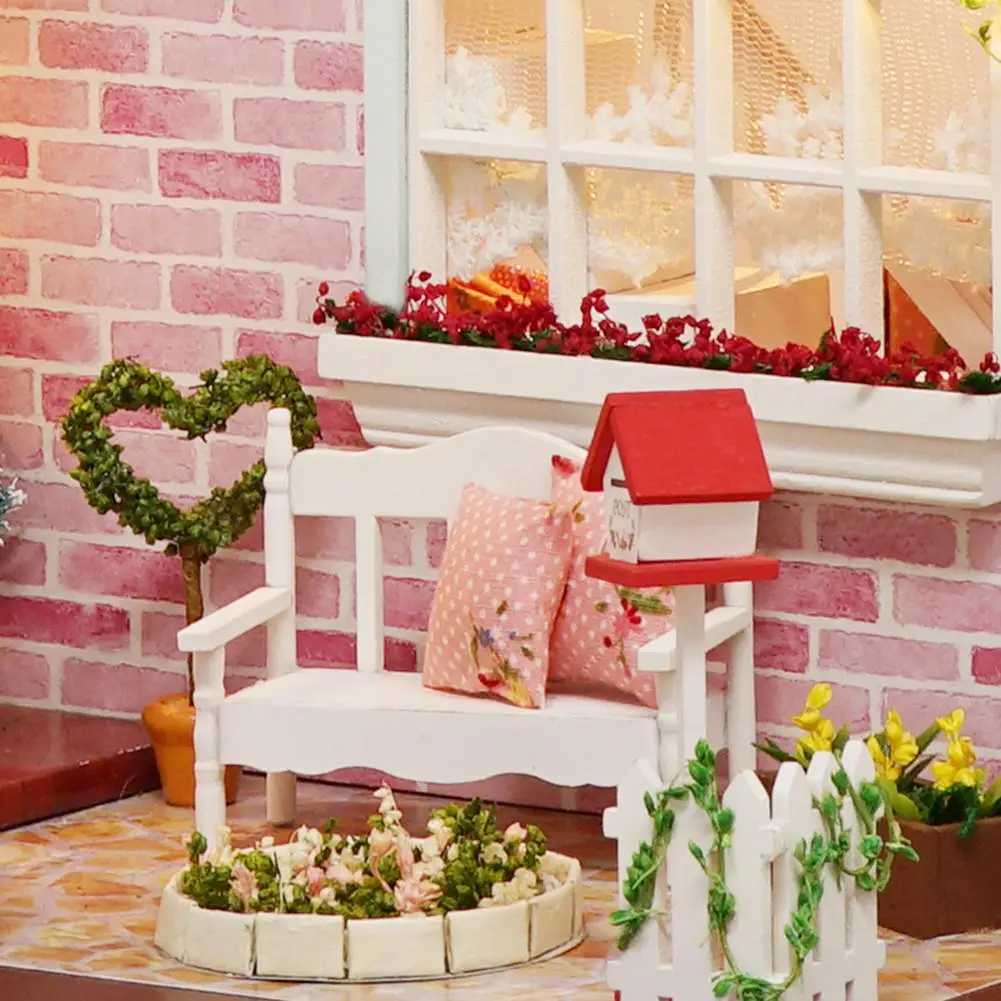 DIY деревянный дом с огнями строительные блоки игрушка ручной работы розовый дом архитектурная модель развивающие игрушки подарок на день рождения
