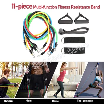

11pcs/set Latex Pull Rope Fitness Exercises Resistance Bands Stretch Training Home Gyms Workout Fitness Equipment with Bag