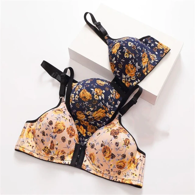 Sexy Floral Bra For Women Front Closure Push Up Bras Wireless Brassire  Seamless Bralette Plus Size Underwear Female Lingerie - Bras - AliExpress