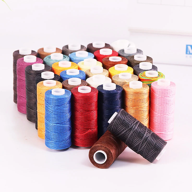 50M 150D 0.8Mm Flat Waxed Sewing Line Thickness Waxed Thread For