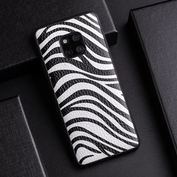 

Cowhide Phone Case For Huawei Pro P10 P20 P30 lite Mate 9 10 20 Pro Luxury Zebra pattern For Honor 8X 9 10 lite case
