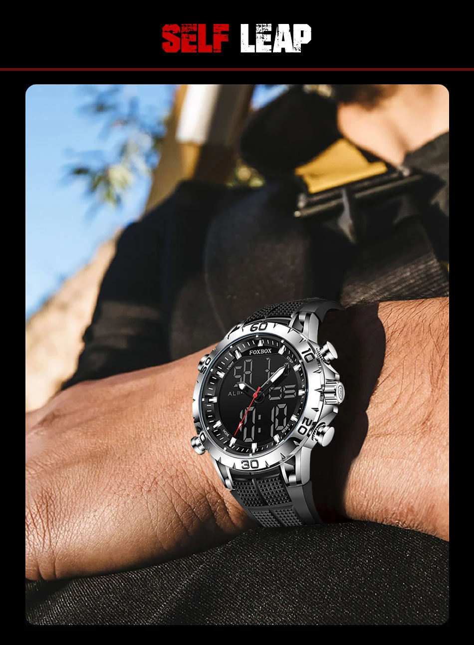 2022 LIGE New Men Watch Dual Display Sports 30M Waterproof Digital Watches Wristwatch Quartz Watch for Men Relogio Masculino+Box