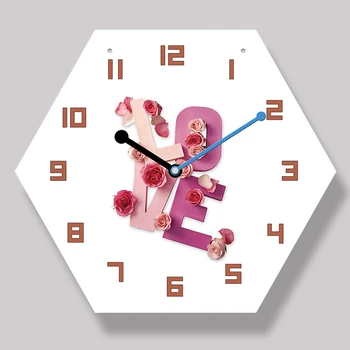 

English Letter 3D 12 Inch Decorative Modern Design Big Silent Acrylic Kitchen Watch Mural for Home Decor