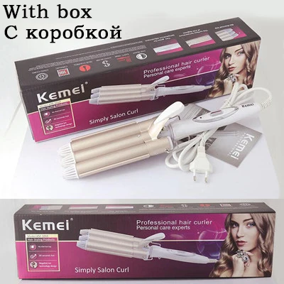 Kemei Уход за волосами и профессиональные инструменты для укладки волос щипцы для завивки волос волнистый стайлер для завивки волос щипцы для завивки волос krultang iron 3 - Цвет: Original box as gift