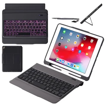 

7 Color LED Backlight Detachable Wireless Bluetooth Keyboard Pencil Leather Cover Case For iPad 9.7 2018/2017/Air/Air2/Pro 9.7