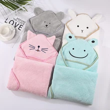 

Baby Bath Towel Velvet Fleece Hood Cartoon Infant Girl Boy Absorbent Poncho Blanket Newborn Beach Quick-drying Bathrobe Swaddle