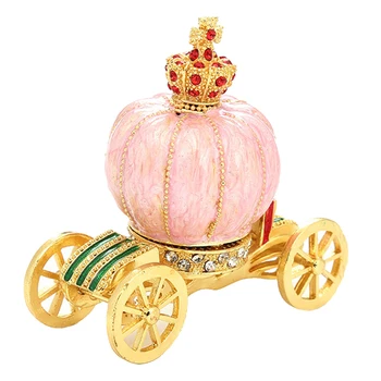 

Hinged Trinket Box Hand-painted Pumpkin Carriage Trinket Jewelry Box Decorated Crystal Box Collectible
