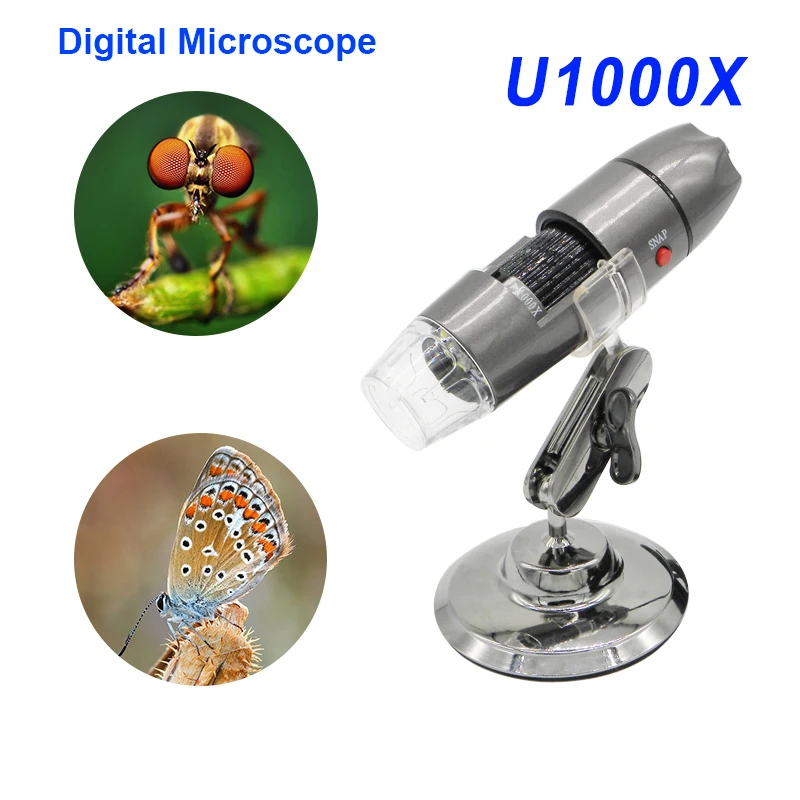 

500X 800X 1000X 8 LED Digital USB Microscope Magnifier Electronic Stereo USB Microscope Handheld Portable with Bracket