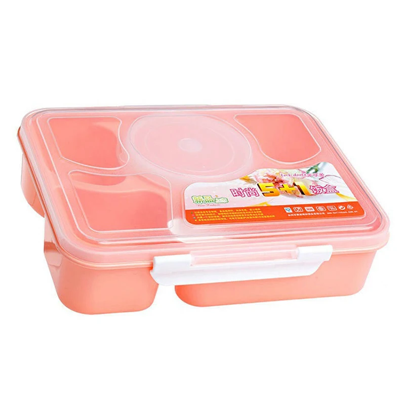 5 сеточная микроволновая печь Bento Ланч-бокс BPA бесплатно Ланч-бокс для детей с отсеком герметичный контейнер для еды ланчбокс для пикника - Цвет: 5 and 1 grid pink