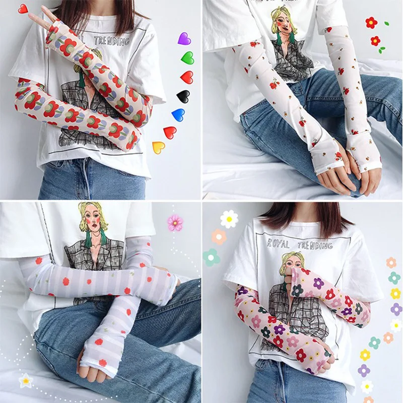 

prevented bask in hand sleeve arm guard arm cuff ice silk drive artifact Xuan elegant wind flower is a beautiful girl