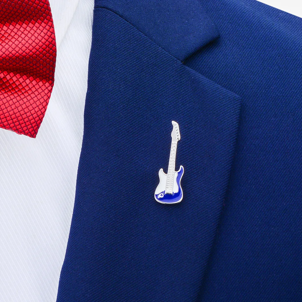 

SAVOYSHI Mini Suit Brooch Delicacy Men Women's Brooch Versatile Blue Guitar Musical Instrument Collar Pin Top Grade Corsage