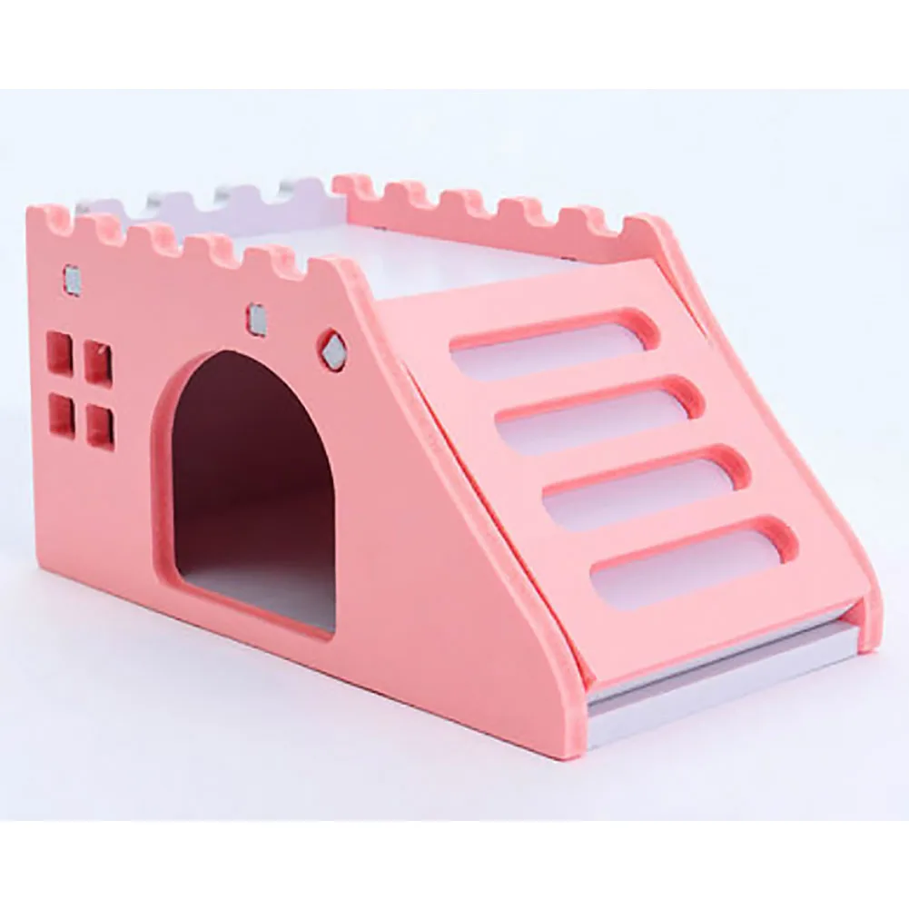 Wood Bed Hamster Nest Ecological Cage Castle Pet House Small Animal Toy 3 Colors