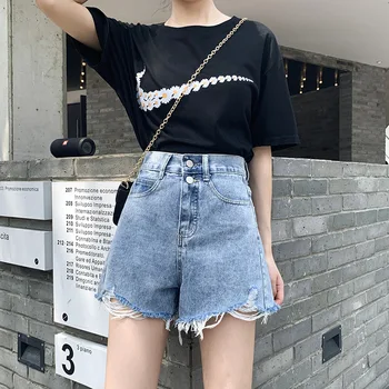 

L Denim Shorts Female Summer New Style Large GIRL'S Slimming Outfit Loose Loose Pants Shorts INS Fashion
