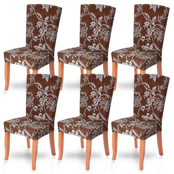 

6PCS Soft Spandex Printing Chair Covers Printed Pattern Chair Seat Protector Slipcover for Banquet Party Hotel Kitchen Seat Case