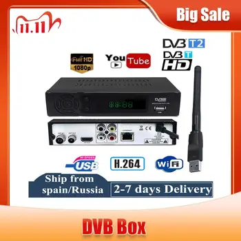 

DVB-T2 DVB-T Receiver HD Digital TV Tuner Receptor support Youtube MPEG4 DVB T2 H.264 Terrestrial decoder Receiver Set Top Box
