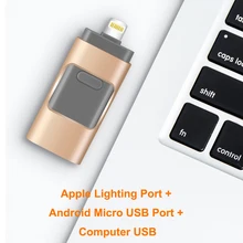 IOS13 мобильный телефон U диск 64 ГБ для iPhone 11 X XR XS 8 7 128 ГБ USB3.0 флеш-накопитель с разъемом Lightning к порту USB адаптер 3 в 1 OTG USB флэш-диск