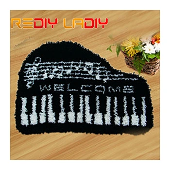 

Latch Hook Kits Make Your Own Rug Welcome Music Crocheting Cushion Mat DIY Carpet Rug Acrylic Yarn Printed Canvas Hobby & Crafts