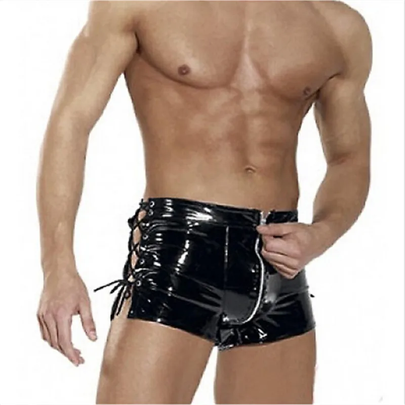 Wetlook-pantalones de látex para Gay, ropa erótica Gay sexo de piel sintética, entrepierna abierta, baile en barra - AliExpress Novedad y uso