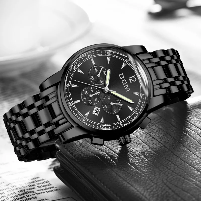 

Timing Feature Men Multi-functional Waterproof Three-Eyed IP Electroplated Quartz Watch Wechat Business Hot Selling Watch a Gene
