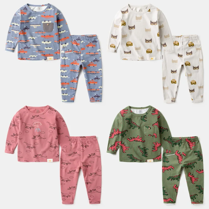 

Pajamas Children Baby Thin Autumn Girls Pure Cotton Boy Spring Clothing BOY'S Homewear Set Spring