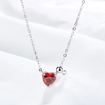 

Romantic Heart-shaped Pendant Necklace Charming Red Crystal Clavicle Chain Fashion Valentine's Jewelry Gift