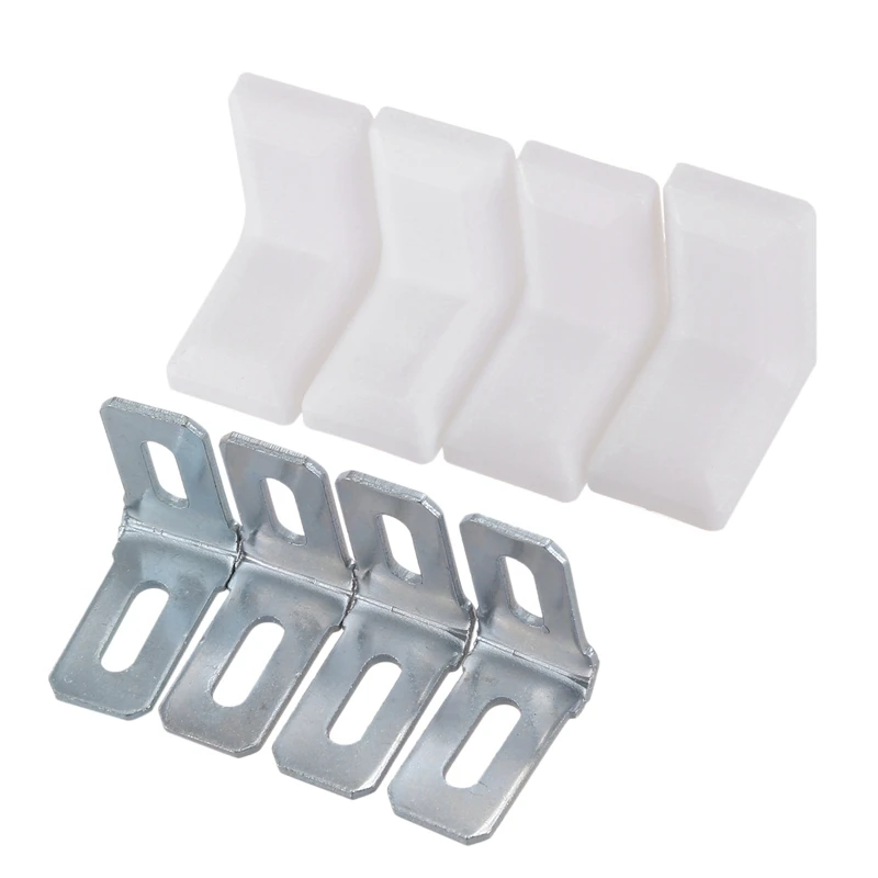 

Cabinet 28mmx28mmx19mm Metal Plastic L Angle Bracket White 4Pcs