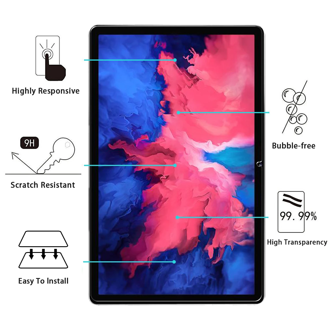 Paquet de 1 protecteurs d'écran pour Tab P11 plus 2021/P11 11 po 2020  de Lenovo, film d'écran en verre trempé pour Lenovo