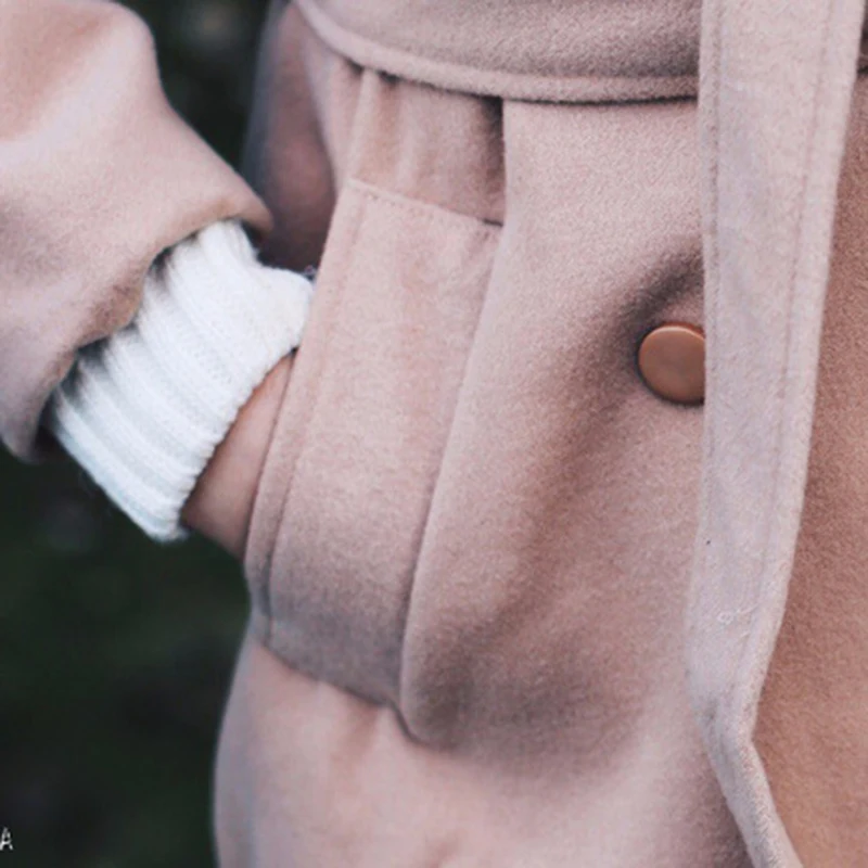 HDY Haoduoyi Брендовое новое зимнее модное повседневное женское однобортное пальто с лацканами однотонное хаки высококачественное длинное пальто с завязками на талии