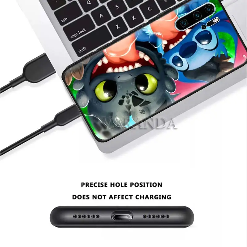 Милый мультяшный Ститч чехол для huawei P30 P20 Pro P10 P9 Lite P Smart Plus Z Черный силиконовый чехол