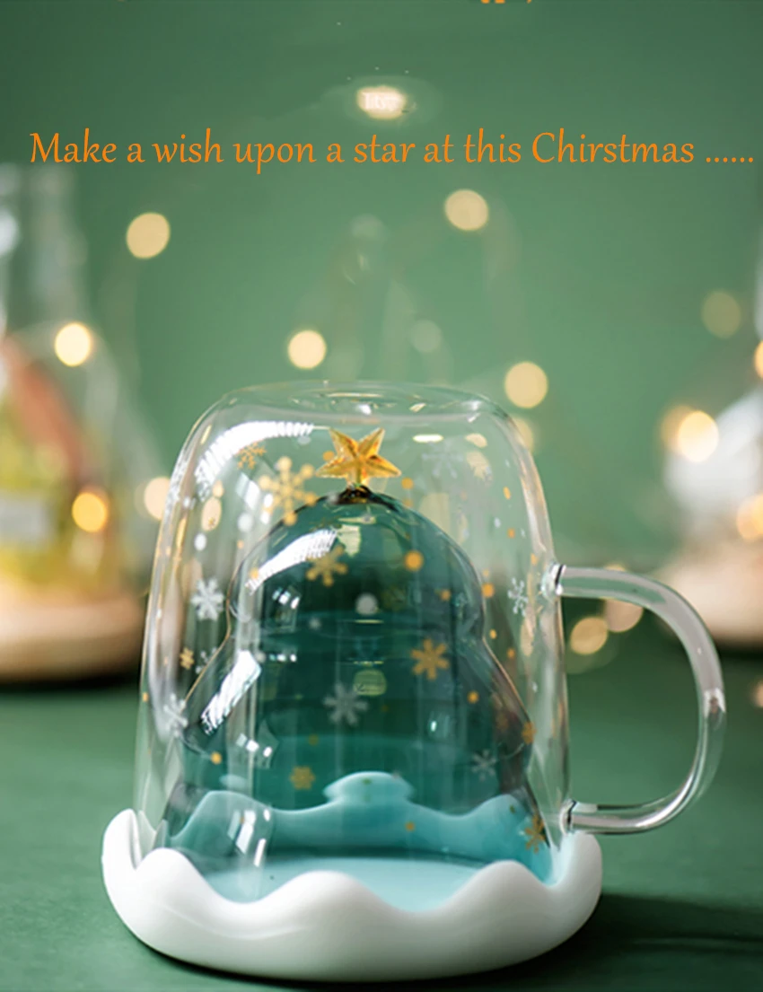 Рождественская елка кружка двухслойная термостекло инновационный Рождественский подарок Chistmas Drinkwares X'mas Decoration