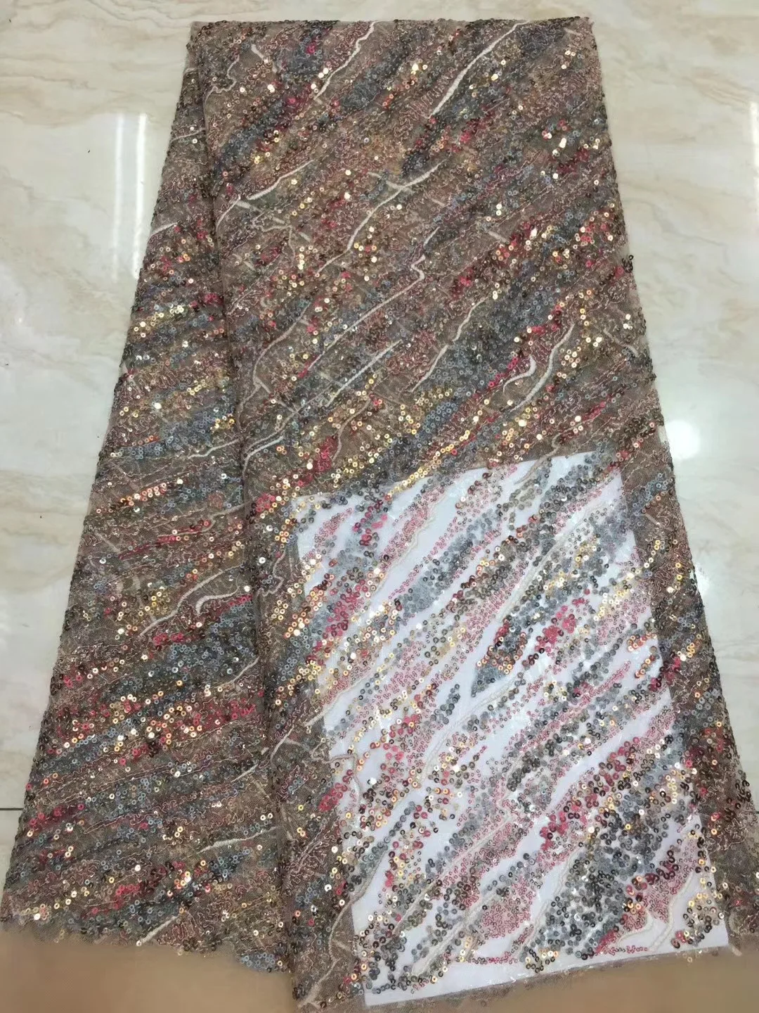 2020 High Quality African Lace Fabric French Tulle Sequins Nigeria Wedding Dress D4086 | Дом и сад