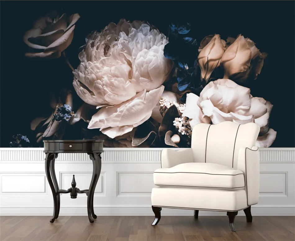 Custom 3d Photo Wallpaper A Bouquet Of Pink Peonies Flowers Dark Background  Mural For Living Room Bedroom Wall Papers Home Decor - Wallpapers -  AliExpress
