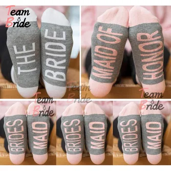 

Team Bride 5 pair Bridesmaid Bride Maid of Honour Wedding Socks Bachelorette Socks Bride to be birthday gifts
