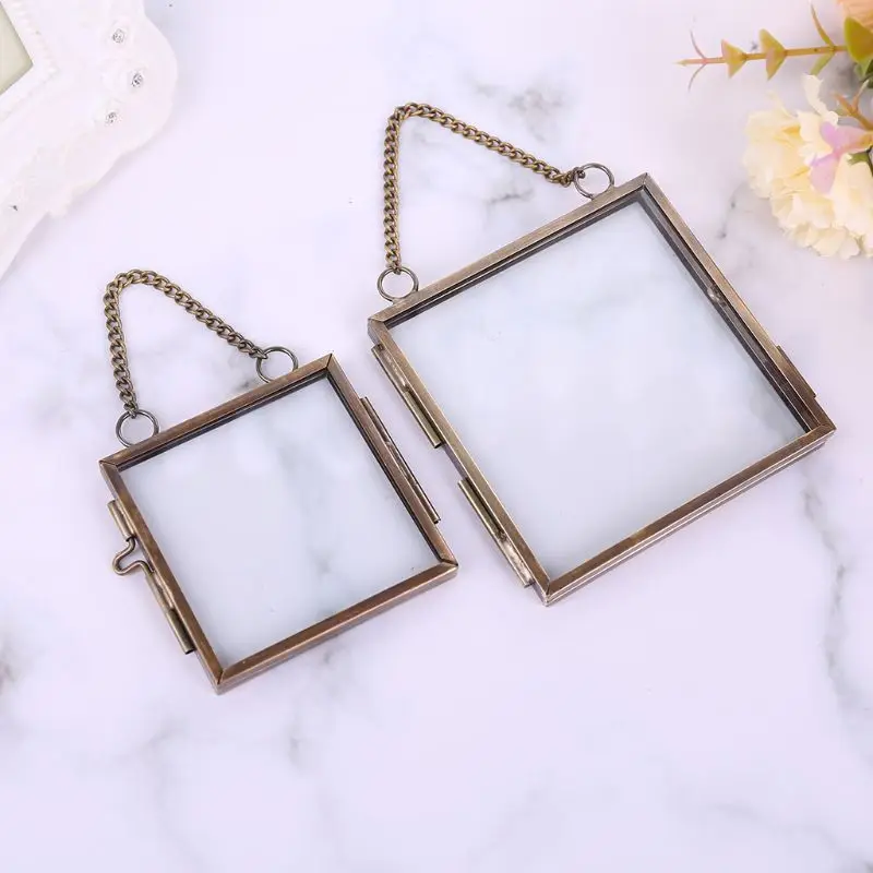 

Glass Metal Photo Picture Frame DIY Hanging Flower Plant Specimen Display Holder