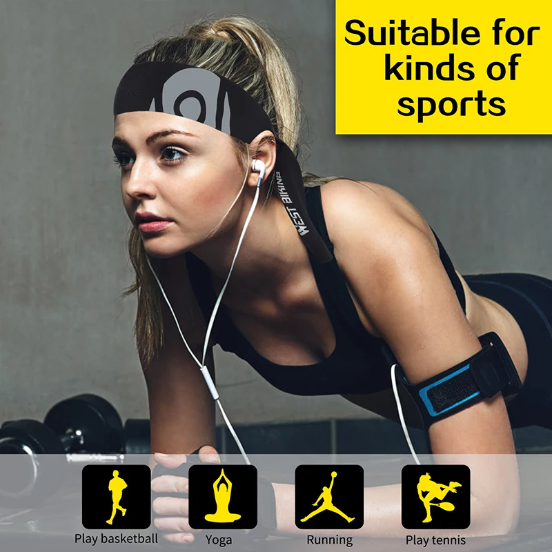 Description Picture 4 of itemWEST BIKING Absorbent Cycling Headband Men Women Sweatband Yoga Hair Bands Non-slip Quick Dry Sports Running Fitness Hairband
