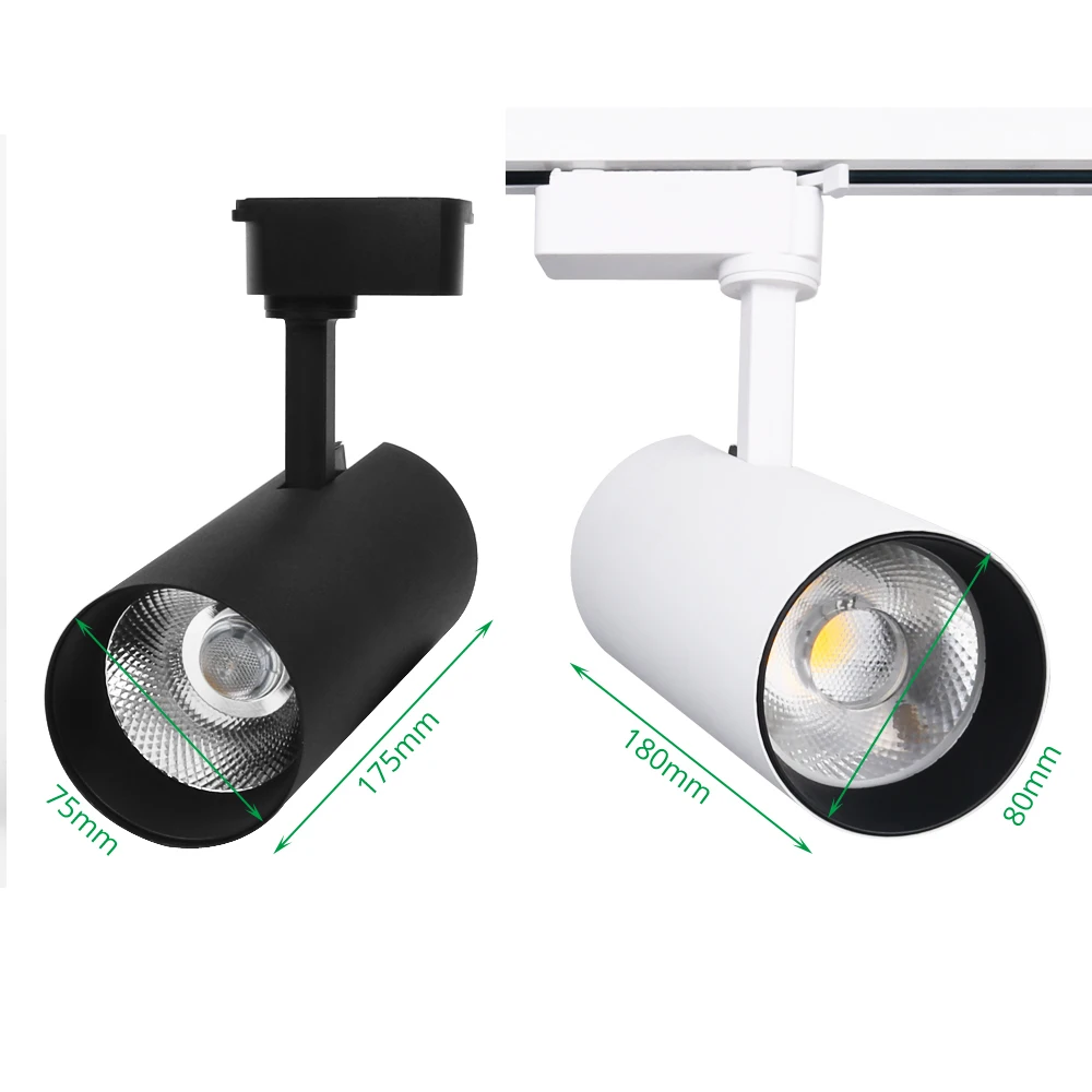 Track Light Rail Spot 20W COB LED Ceiling Spotlight For Clothing Shoe Shop Store Showroom Mall Exhibition Black White Fixture (5)